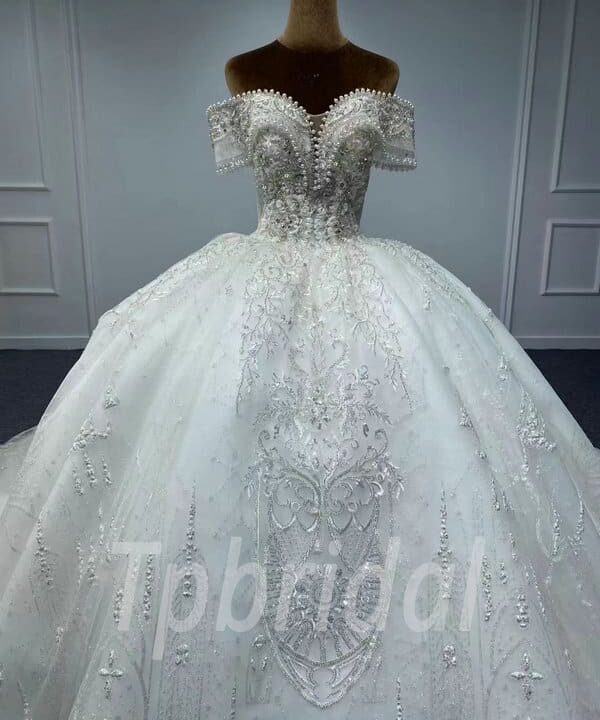 lace and pearl wedding dress 1067-006