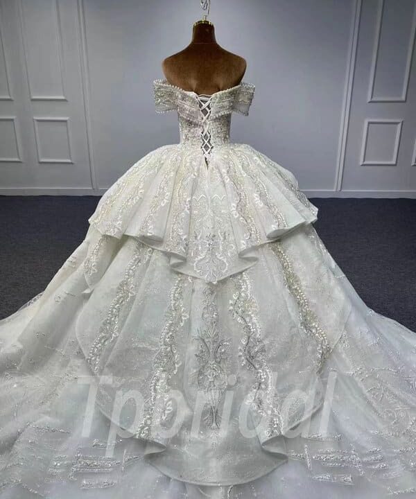 lace and pearl wedding dress 1067-009