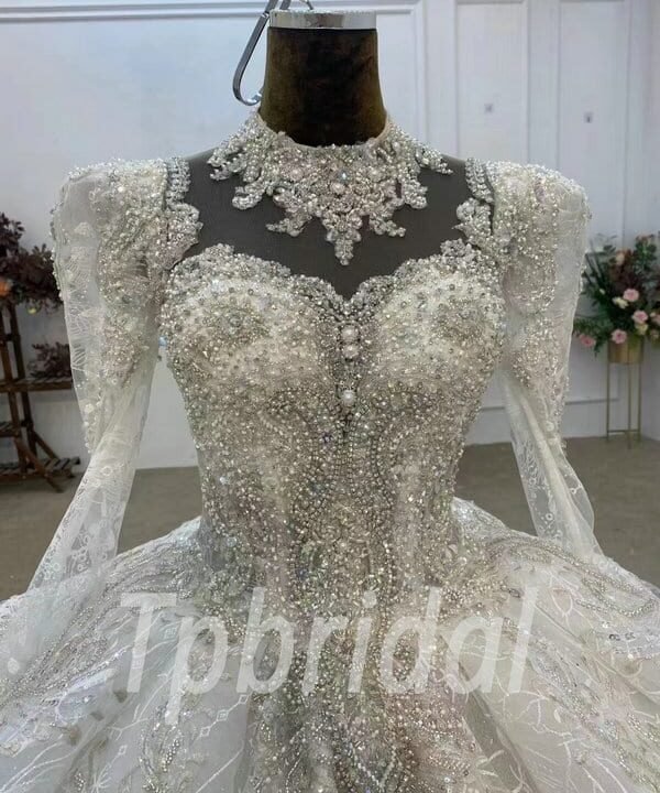 high collar wedding dress 1077-005