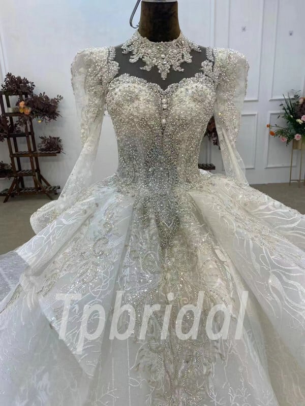 high collar wedding dress 1077-007
