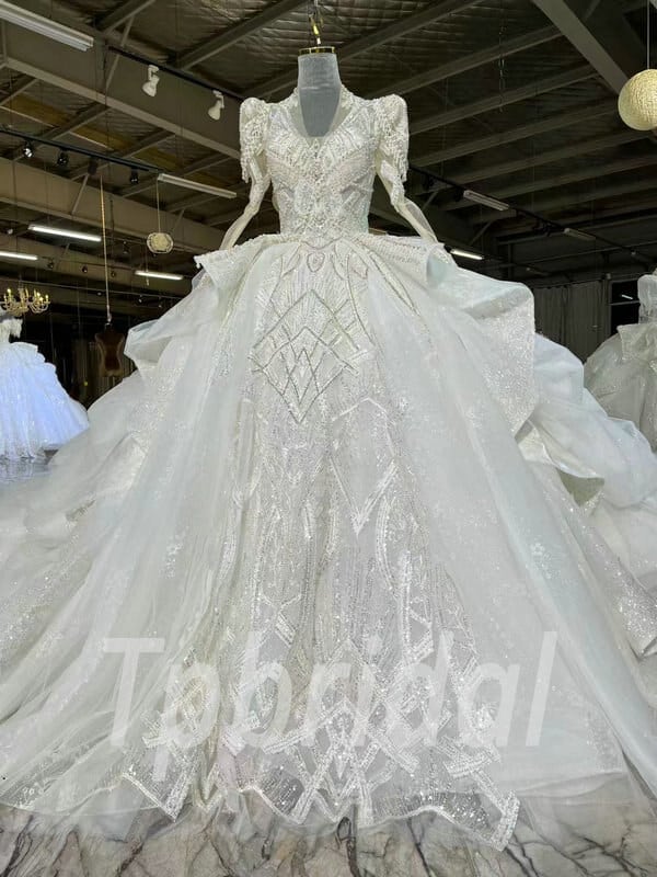 long sleeve lace wedding dress-1091002
