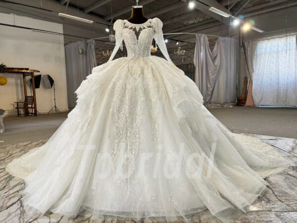 wedding dress with detachable sleeves-1103-002