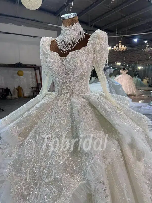 ball gown long sleeve wedding dress 1107-003