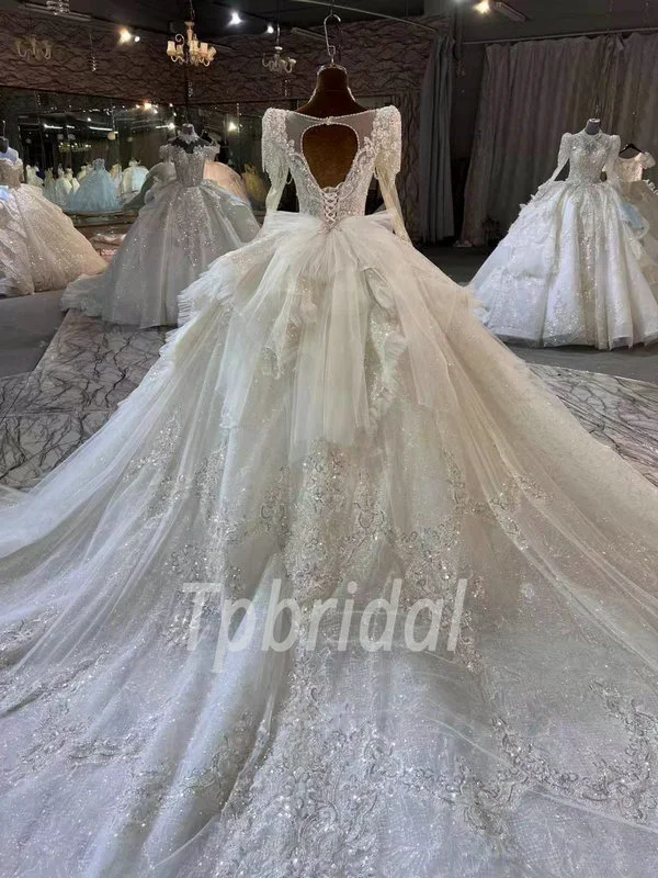 ball gown long sleeve wedding dress 1107-006