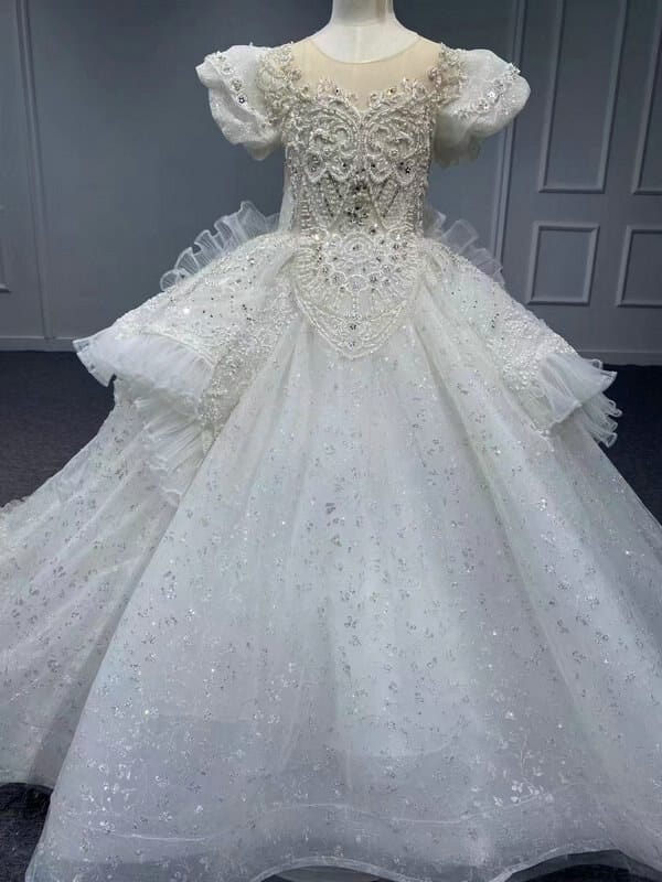 flower girl dress with train 1117-001