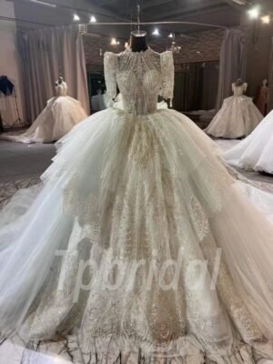 high neck wedding dress 1119-002