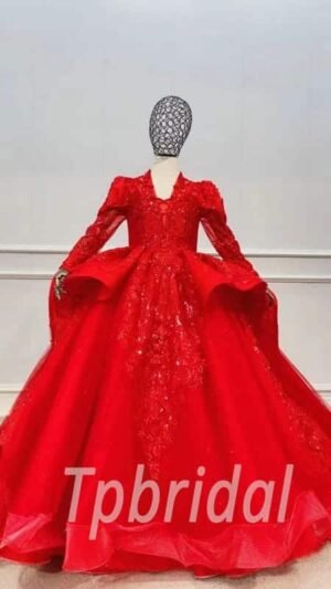 girls red party dress 1129-001