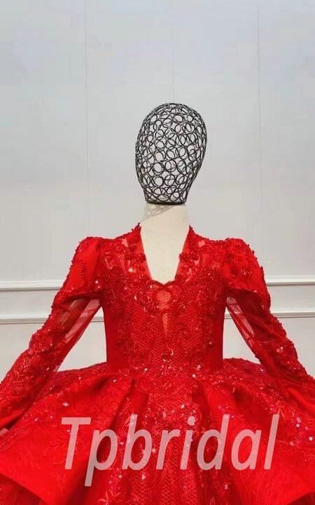 girls red party dress 1129-003