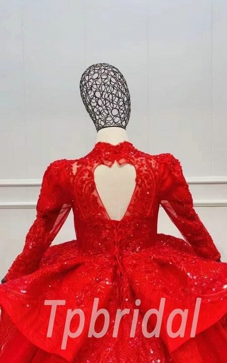 girls red party dress 1129-005