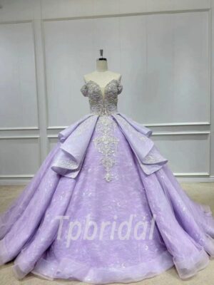 purple lace wedding dress 1136-001