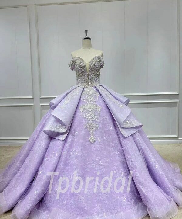 purple lace wedding dress 1136-001