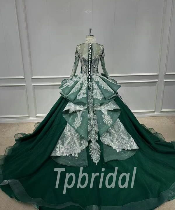 emerald green wedding dress 1142-003
