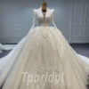 v neck ball gown long sleeve wedding dress 1147-001