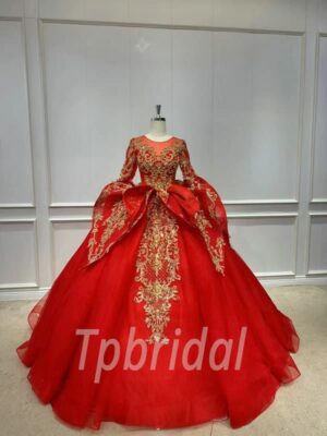 red and gold ball gown 1150-001