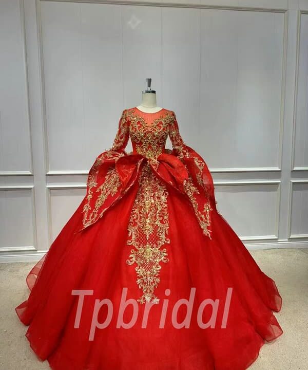 red and gold ball gown 1150-001