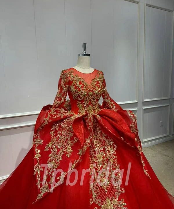 red and gold ball gown 1150-003