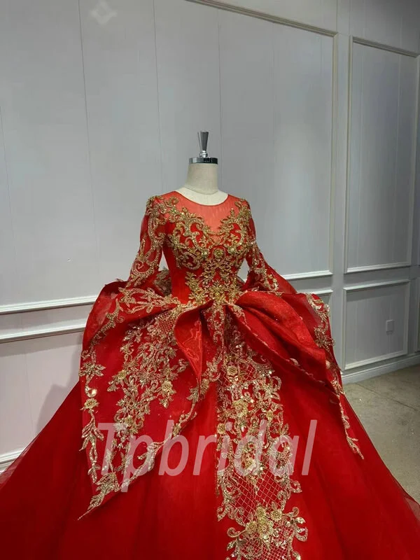 red and gold ball gown 1150-003