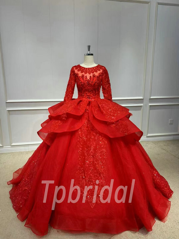 red quinceanera princess dress001