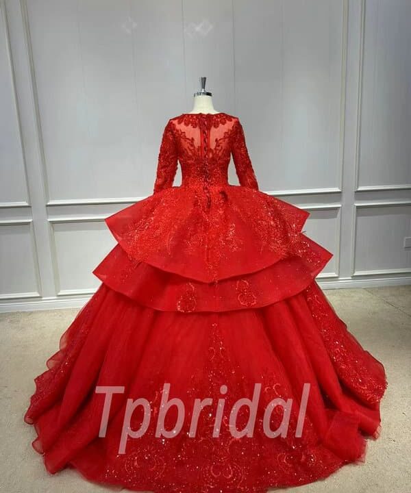 red quinceanera princess dress002
