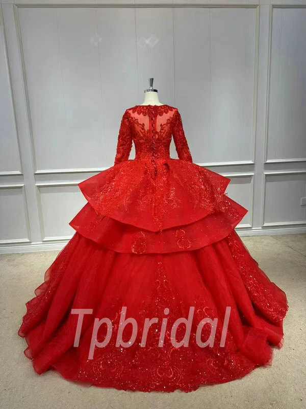 red quinceanera princess dress002