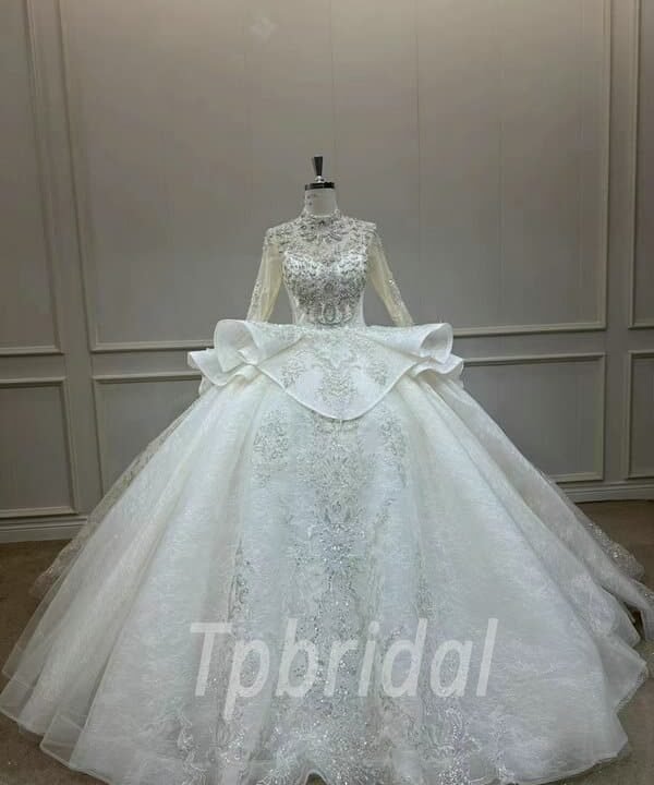 white lace ball gown wedding dress 1162-001