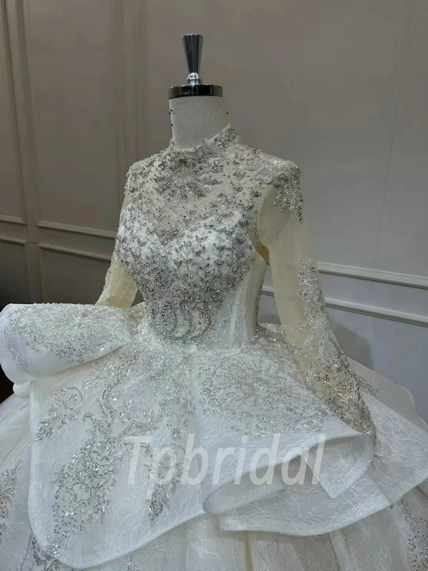 white lace ball gown wedding dress 1162-002