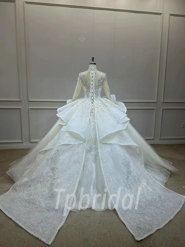 white lace ball gown wedding dress 1162-003