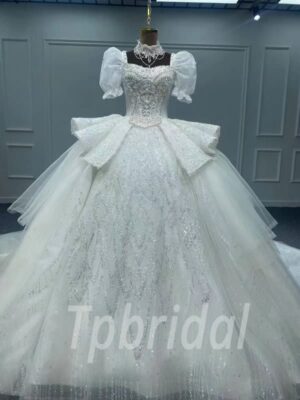 short sleeve lace wedding dress 1171-003