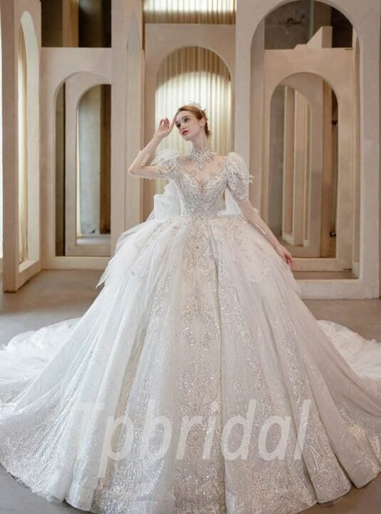 ball gown wedding dress with cape 1172-004