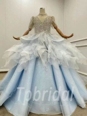 flower girl dress baby blue 1182-001