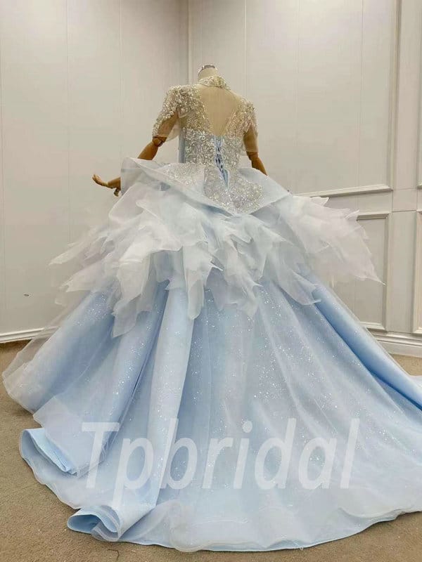Vestidos 15 Quinceanera Dresses Sky Blue Ball Gown Sexy V Neck Satin  Vintage Sweet 16 Party Dress for Girl Formal Debut Gowns - AliExpress