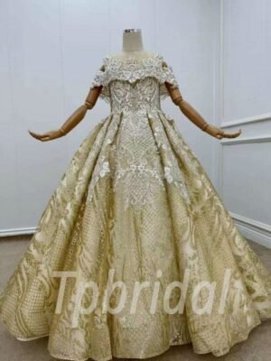 gold sequin flower girl dress 1183-002