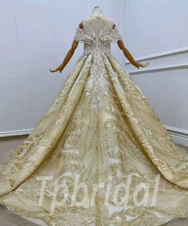 gold sequin flower girl dress 1183-004