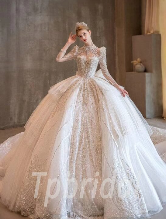 long sleeve sweetheart wedding dress 1180-001