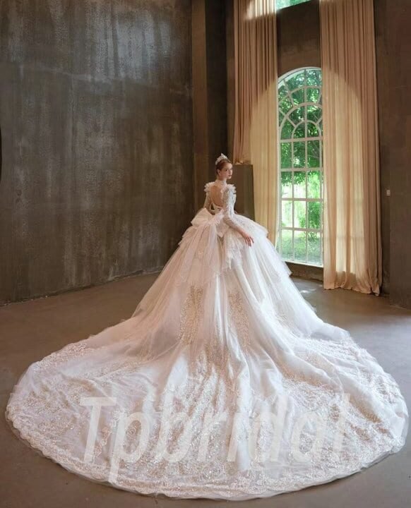 long sleeve sweetheart wedding dress 1180-003