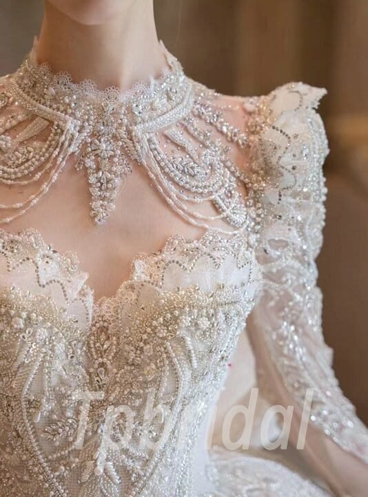 long sleeve sweetheart wedding dress 1180-005