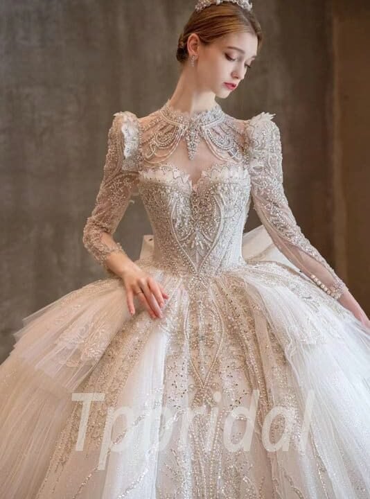 long sleeve sweetheart wedding dress 1180-006