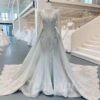 mermaid wedding dress with long train 1190-005