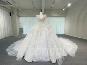 ball gown wedding dress with sleeves 1193-006