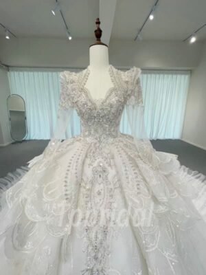 ball gown wedding dress with sleeves 1193-009