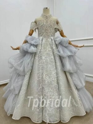grey flower girl dress 1207-001