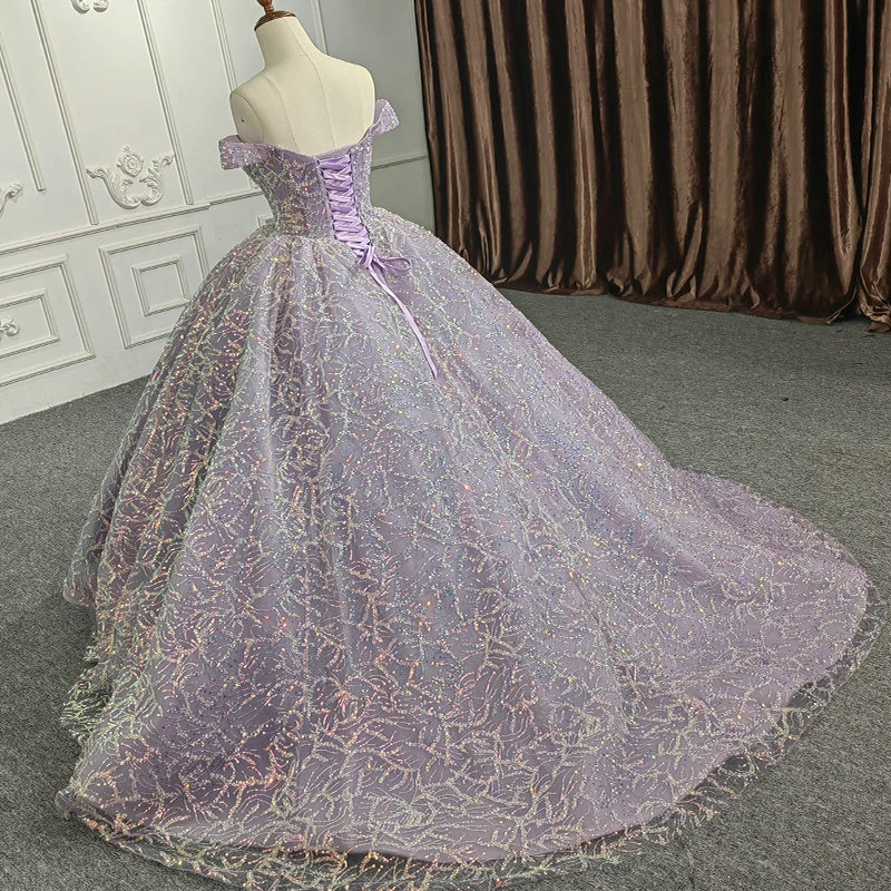 Lavender Ruffled Wedding Dress Ball Gowns with Rhinestone Bodice 22211 –  Viniodress