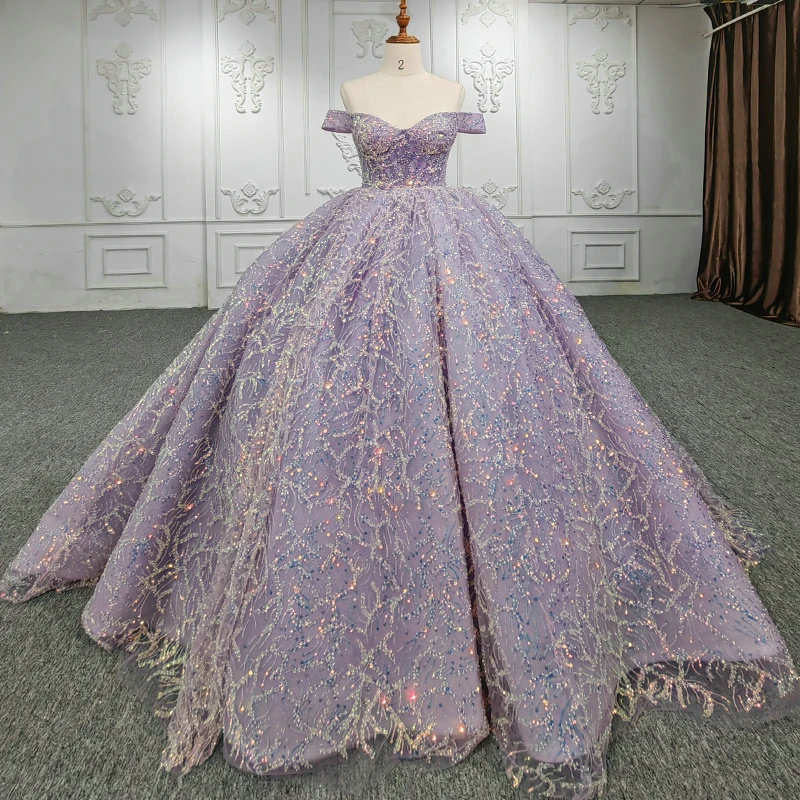 OIMG Elegant Lavender 3d Flowers Evening Dresses Strapless Long Train Bow  Back Formal Occasion Prom Gowns