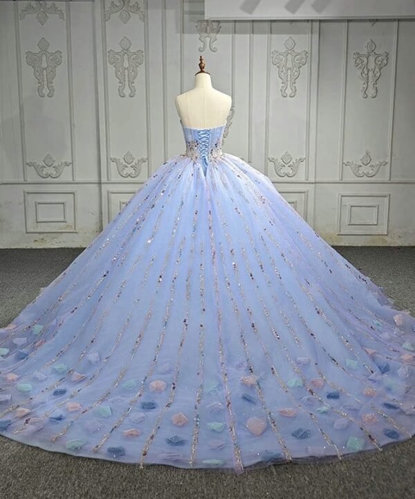 blue color wedding dress 1251-04