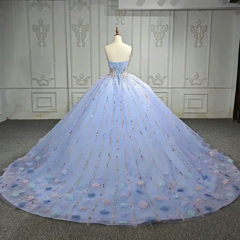 blue color wedding dress 1251-04
