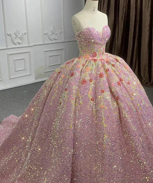 pink sequin quinceanera dress 1259-01