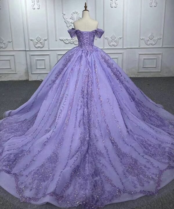 purple ball gown wedding dress 1253-01