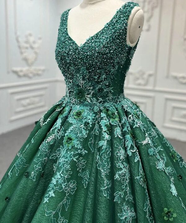 Emerald green wedding dress 1289-05
