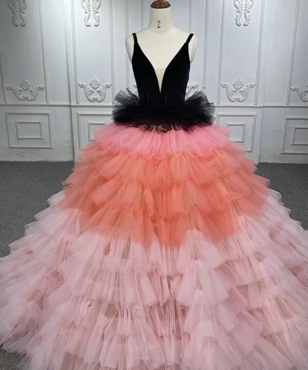 black and pink ball gown 1312-01