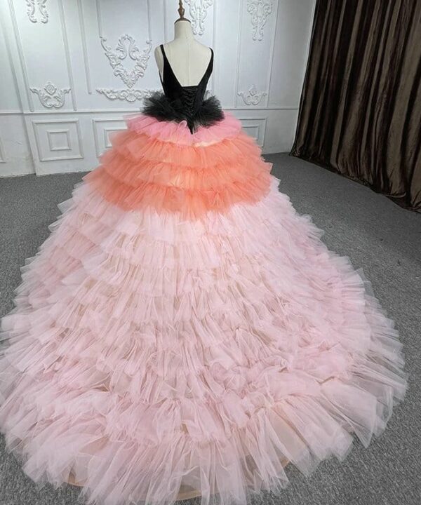 black and pink ball gown 1312-06